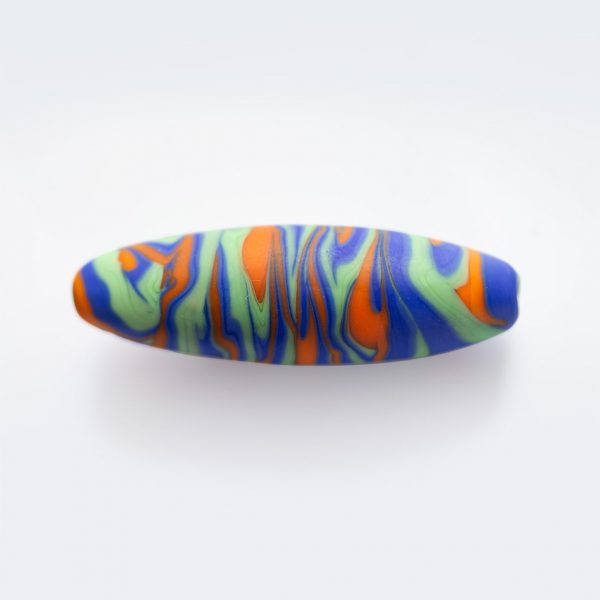 LAMP GLASS BEADS - OVAL SHAPE - STRIPES - MATT FINISH