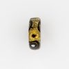 PERLA IN VETRO A LUME - FORMA OVALE SCHIACCIATA - FOGLIA ORO CON MURRINE - FINITURA LUCIDA