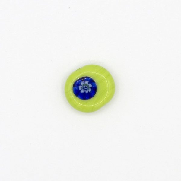 PERLA IN VETRO A LUME DI FORMA SCHIACCIATA CON MURRINE - FINITURA LUCIDA