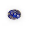 PERLA IN VETRO A LUME - FORMA OVALE SCHIACCIATA CON FOGLIA D'ORO, MURRINE E FILIGRANA - FINITURA LUCIDA