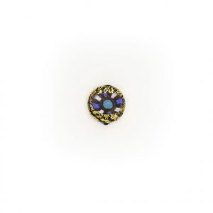 PERLA IN VETRO A LUME - FORMA SCHIACCIATA CON MURRINE IN FOGLIA D'ORO - FINITURA LUCIDA