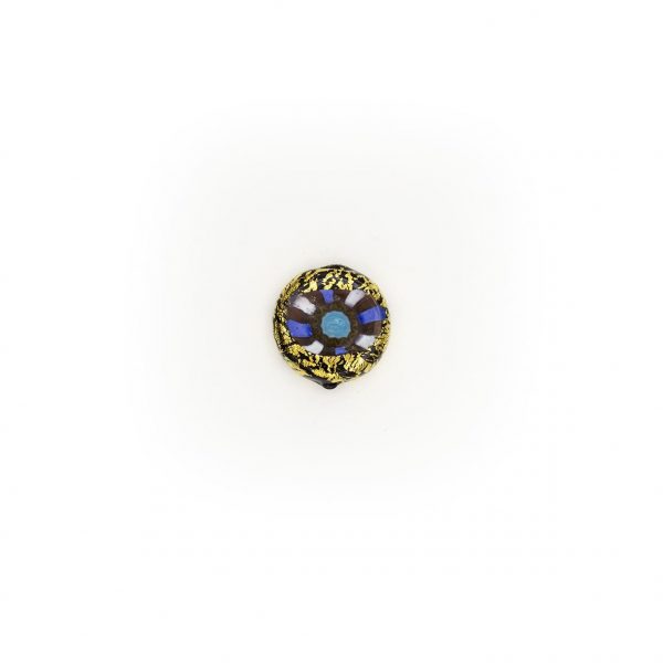 LAMP GLASS BEADS - FLAT ROUND SHAPED - GOLD FOIL, MURRINAS AND FILIGREE - SHINE FINISH