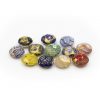 PERLA IN VETRO A LUME - FORMA LENTICOLARE CON FOGLIA D'ORO, MURRINE E FILIGRANA- FINITURA LUCIDA