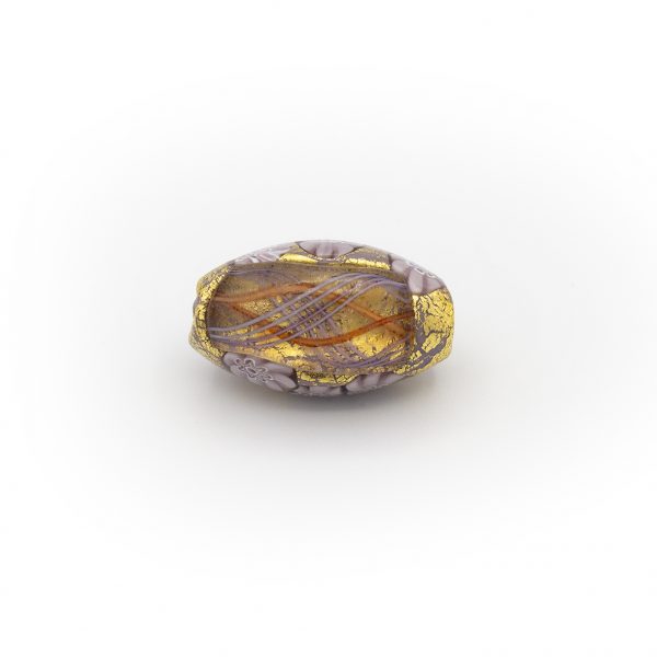 LAMP GLASS BEADS - OVAL SHAPED -  GOLD FOIL, MURRINAS AND FILIGREE - SHINE FINISH