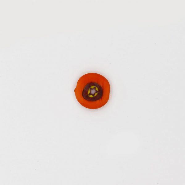 PERLA IN VETRO A LUME DI FORMA SCHIACCIATA CON MURRINE - FINITURA SATINATA