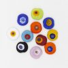 PERLA IN VETRO A LUME DI FORMA SCHIACCIATA CON MURRINE - FINITURA SATINATA