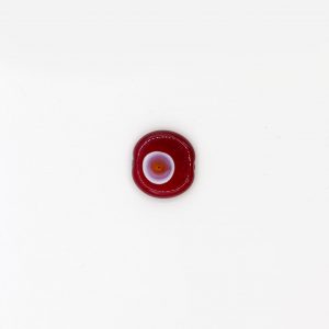 PERLA IN VETRO A LUME DI FORMA SCHIACCIATA CON MURRINE - FINITURA LUCIDA