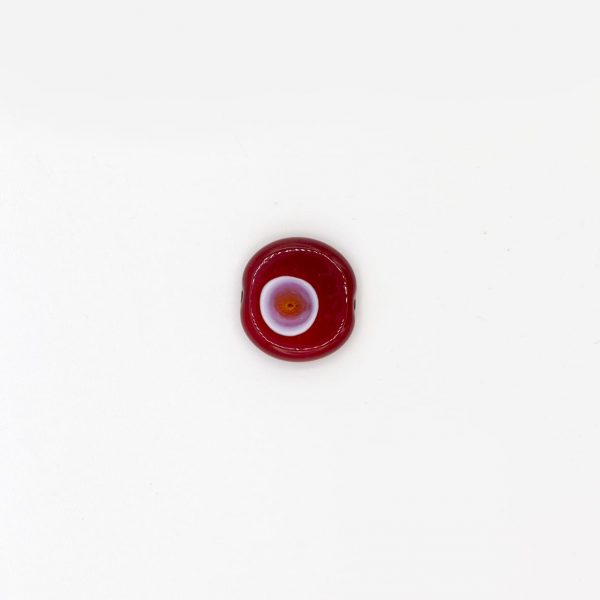PERLA IN VETRO A LUME DI FORMA SCHIACCIATA CON MURRINE - FINITURA LUCIDA