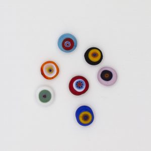 PERLA IN VETRO A LUME DI FORMA SCHIACCIATA CON MURRINE - FINITURA SATINATA