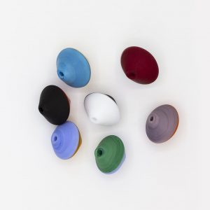 PERLA IN VETRO A LUME DI FORMA BICONICA BICOLORE - FINITURA SATINATA