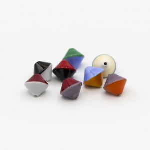 PERLA IN VETRO A LUME DI FORMA BICONICA BICOLORE - FINITURA LUCIDA