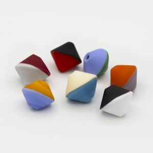 PERLA IN VETRO A LUME DI FORMA BICONICA BICOLORE - FINITURA SATINATA