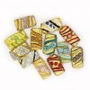PERLA IN VETRO A LUME - FORMA RETTANGOLARE CON FOGLIO D'ORO E MURRINE - FINITURA LUCIDA