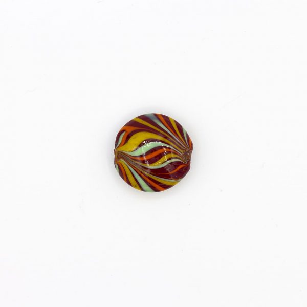 LAMP GLASS BEADS - LENTICULAR SHAPED - FEATHERED - SHINE FINISH
