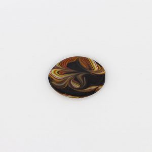 PERLA IN VETRO A LUME - FORMA OLIVA SCHIACCIATA CON MURRINE A VERTICE - FINITURA SATINATA