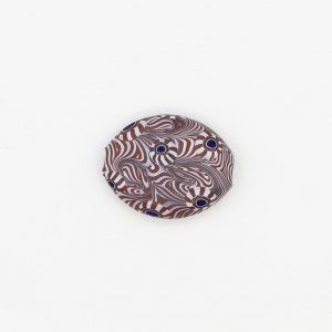 PERLA IN VETRO A LUME - FORMA OLIVA SCHIACCIATA CON MURRINE - FINITURA SATINATA