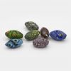LAMP GLASS BEADS - OVAL SHAPED - WITH MURRINAS - MATT FINISH